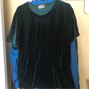Forest Green Velour Shirt Round Neck Sthort Sleeve SzXL